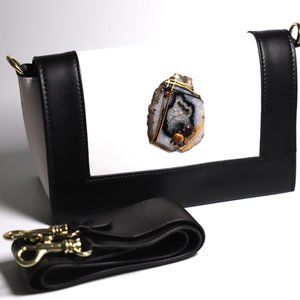 Leather Shoulder bag Genuine NEW Back and White by  Patricia Adelson